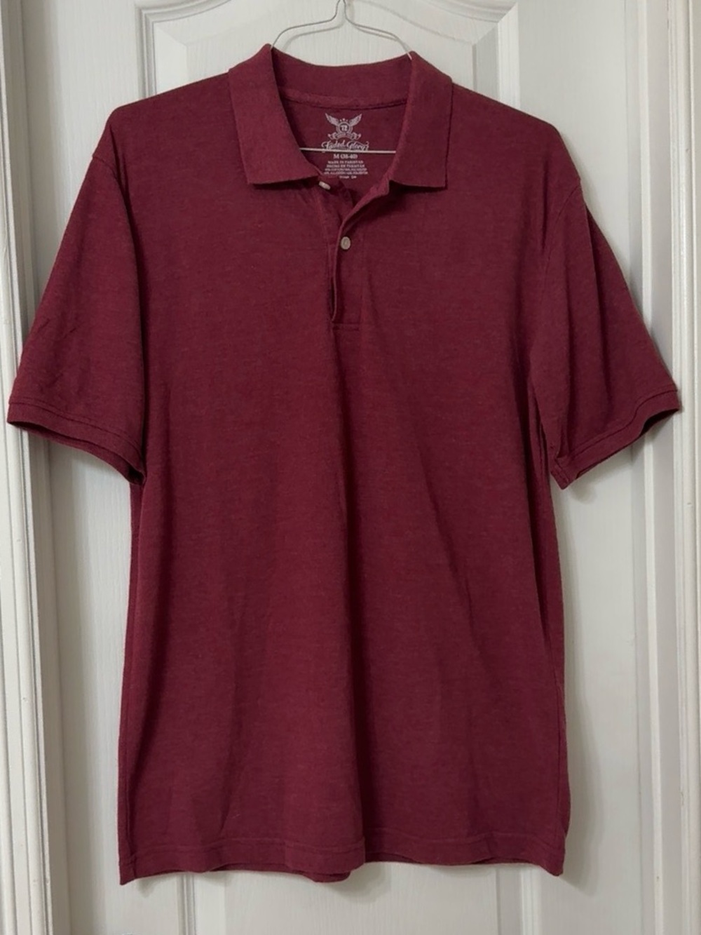 Faded Glory maroon burgundy short sleeve polo shirt size M (38-40)